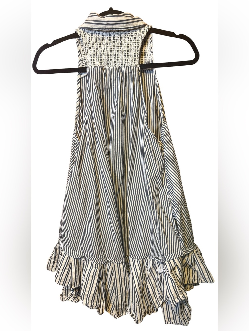 Free People Be Real Striped Button Front Ruffle Mini Dress Size Small - Picture 6 of 10